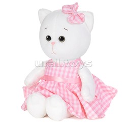 Мышель в розовом платье в клеточку, 20 см, в коробке