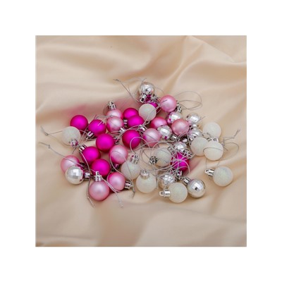 Ёлочные игрушки «Малышки в шарике», шары новогодние, d=2.5 см, набор 40 шт., белый/розовый