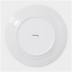 Тарелки Доляна «Малахитовая шкатулка», 18 предметов: 6 тарелок d=20 см, 6 тарелок d=25 см, 6 тарелок глубоких 340 мл, фарфор, белые, зелёные