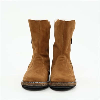 Полусапоги женские рыжие замшевые с замком на войлочной подошве