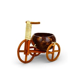 Декоративное кашпо - кокос «Велосипед», 20×12×17 см, деревянное