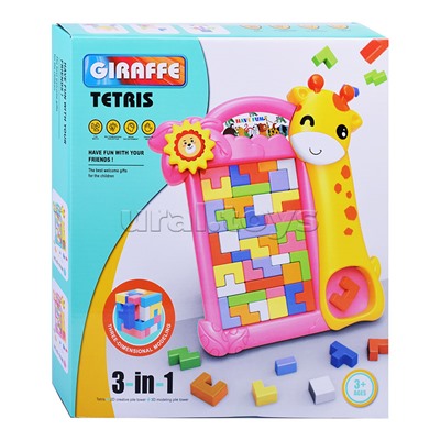 Логическая игра "Умный жираф" 3в1 (розовый) в коробке