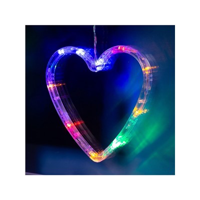 Гирлянда «Бахрома» 2.4×0.9 м с насадками «Сердце», IP20, прозрачная нить, 186 LED, свечение мульти, 8 режимов, 220 В