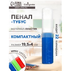 Пенал - тубус Calligrata, 40×195 мм, пластиковый, МИКС