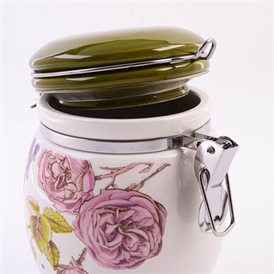 60255 Банка для сыпучих 700мл Розовый сад доломит/металл LR (х36)
