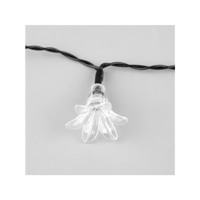 Гирлянда «Нить», 4.5 м, уличная, с насадками «Цветок», IP44, 30 LED, 2 режима, солнечная батарея, тёмная нить, свечение мульти