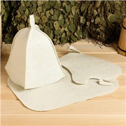 Набор для бани и сауны, 3 предмета: шапка, коврик, рукавица, «Добропаровъ»