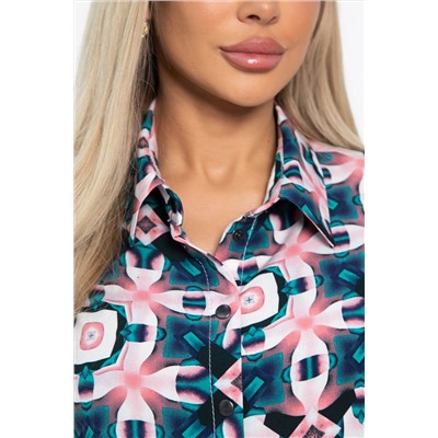 Блуза хлопковая Танец линий (зеленая) Б14857-14М