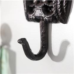 Крючок декоративный чугун «Очковая сова», ключница настенная, 14×3×8 см