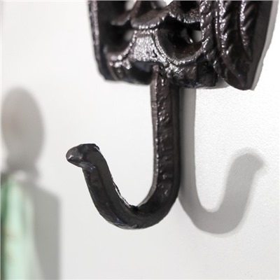 Крючок декоративный чугун «Очковая сова», ключница настенная, 14×3×8 см