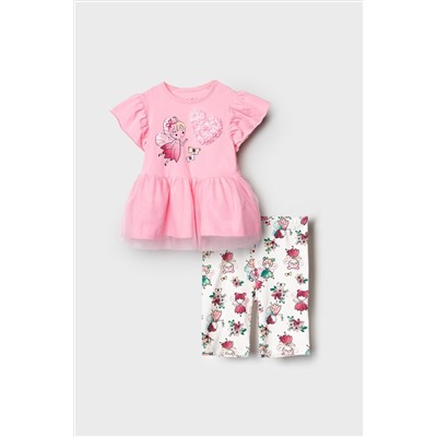 Комплект детский трикотажный для девочек: джемпер (футболка), брюки (легинсы укороченные) PLAYTODAY, 1240075