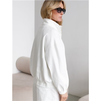 Джинсовый бомбер на молнии из эластичного денима средней плотности