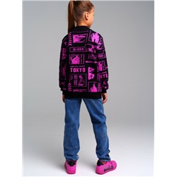 Брюки текстильные джинсовые утепленные флисом для девочек