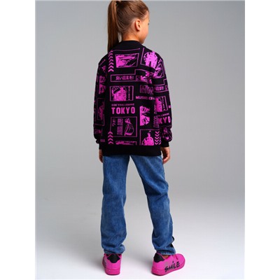 Брюки текстильные джинсовые утепленные флисом для девочек