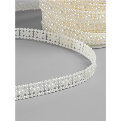 Жемчуг на нитях, плоский, 10 мм, 9 ± 1 м, цвет молочный