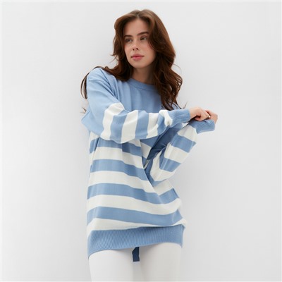 Джемпер женский MINAKU: Casual collection, цвет экрю, синий, размер 52