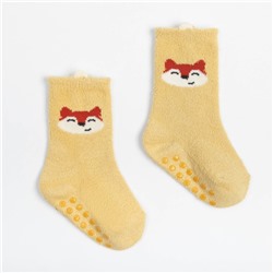 Носки детские махровые со стопперами MINAKU: Cozy Winter, жёлтые, размер 10-12