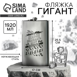 Фляжка ГИГАНТ «Нельзя соблюдать меру», 1920 мл, серебристая