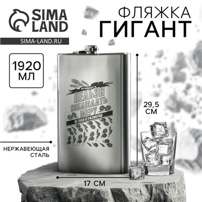 Фляжка ГИГАНТ «Нельзя соблюдать меру», 1920 мл, серебристая