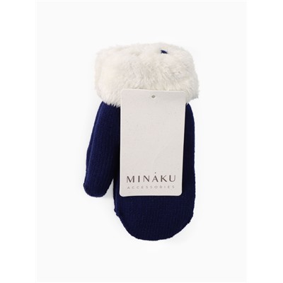 Варежки детские меховые MINAKU, с отворотом, 15 см, синие