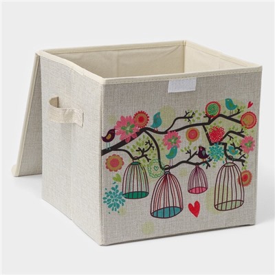 Короб для хранения с крышкой «Весна», 29×29×28.5 см, стеллажный, бежевый