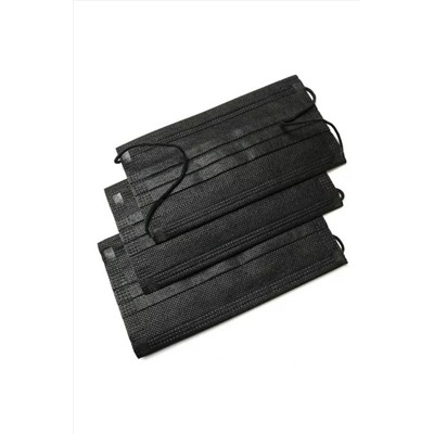 Nail Art Маска медицинская трехслойная одноразовая нестерильная, 50 шт., черный KRISTALLER, 1107156