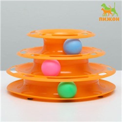 Игровой комплекс для коше «Пижон», 24.5×24.5×13 см, с 3 шариками, оранжевый
