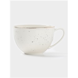 Чайная пара Доляна «Млечный путь», 2 предмета: чашка 220 мл, блюдце d=13.5 см, фарфор, белая в крапинку
