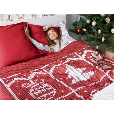 Постельное бельё «Этель» 2 сп Новогодняя вязка 175×215 см, 200×220 см, 70×70 см - 2 шт., поплин
