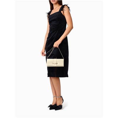 Сумка-клатч женская вечерняя на магните, на цепочке, с золотистой фурнитурой, однотонная, золотистая