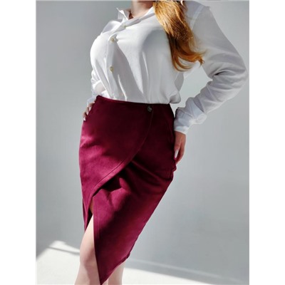 Юбка на запах замшевая 3202 (Бордо)