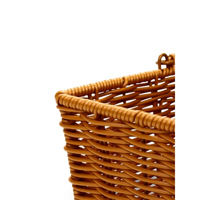 Корзина плетёная для хранения Fatum, с ручкой, пластиковая, коричневая, набор 2 шт.