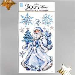 Наклейки- голограммы Room Decor «Дед Мороз с ёлочкой» 24×41 см