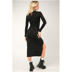 Женское платье миди в рубчик с разрезом Happyfox