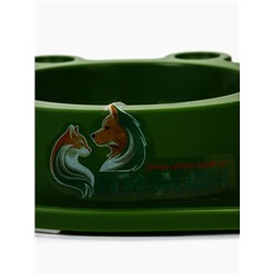 Миска двойная, 160 мл, 29.5×14×4 см, фигурная, пластик, зелёная