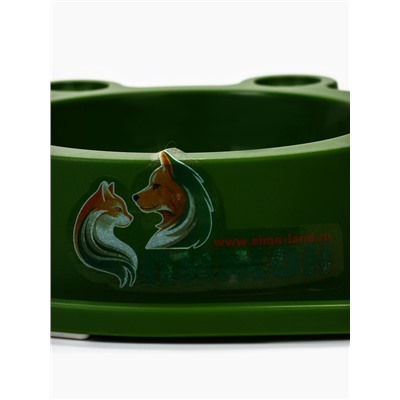 Миска двойная, 160 мл, 29.5×14×4 см, фигурная, пластик, зелёная