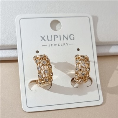 Серьги колечки коллекция "Xuping" покрытие позолота, вствака: цирконы, цвет: прозрачный, арт.101.331