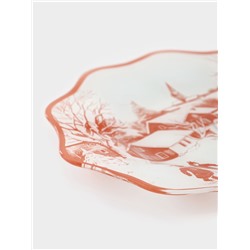 Тарелка новогодняя Доляна «Новогодние забавы», d=25 см, h=2 см, стекло, белая, красная