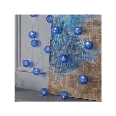 Гирлянда «Нить» 5 м с насадками «Клубки серые», IP20, прозрачная нить, 20 LED, свечение белое, 220 В