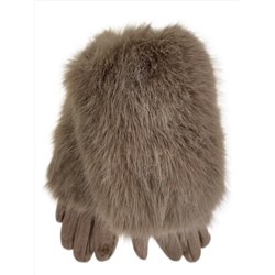 Утепленные женские перчатки с мехом , цвет  светло коричневый