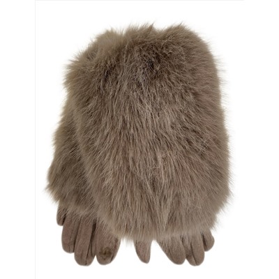 Утепленные женские перчатки с мехом , цвет  светло коричневый