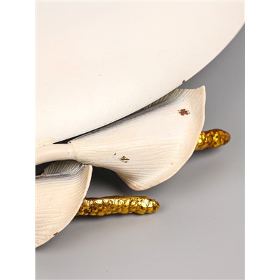 УЦЕНКА Блюдо сервировочное круглое «Белые каллы» белое с золотом. нержавеющая сталь 21×21.5×4 см 1