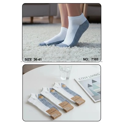 DOMINOBS носки женские укороченные белые (серая подошва) арт. 7101