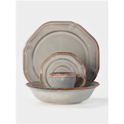 Блюдо сервировочное Magistro Vintage 23.5×16×2.3 см, фарфор, серое