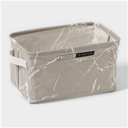 Корзина для хранения с ручками Доляна «Мрамор», 28×16×16 см, серая