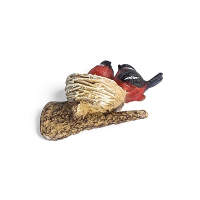 Подвесной декор из полистоуна «Гнездо со снегирями» 15×12×10 см