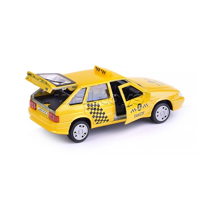 Машина металл Lada -2114 "Samara" Такси, 12 см, (откр. двери, баг,) инерц., в коробке