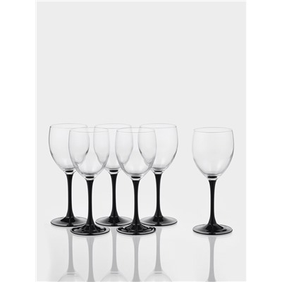 Бокалы для вина Luminarc Domino, 350 мл, набор 6 шт., стекло, прозрачные, чёрная ножка