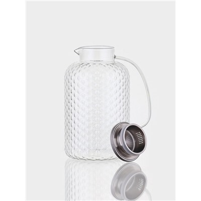 Кувшин Magistro «Богема. Дольки», 3 л, 21×15×27 см, крышка-сито, стекло, прозрачный