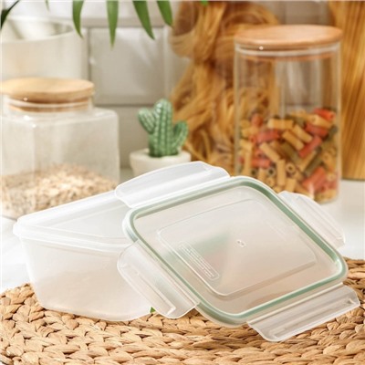 Контейнер пищевой с герметичной крышкой, 1 л, прозрачный, крышка МИКС